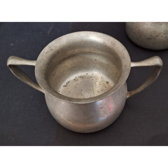 Vintage Cornwall Pewter Middletown Conn USA Sugar and Creamer #13 - Picture 2 of 8